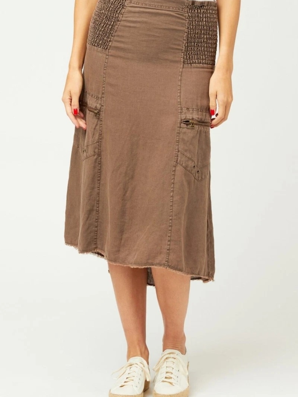 XCVI Linen Cargo Maxi Skirt Convertible Strapless Dress L